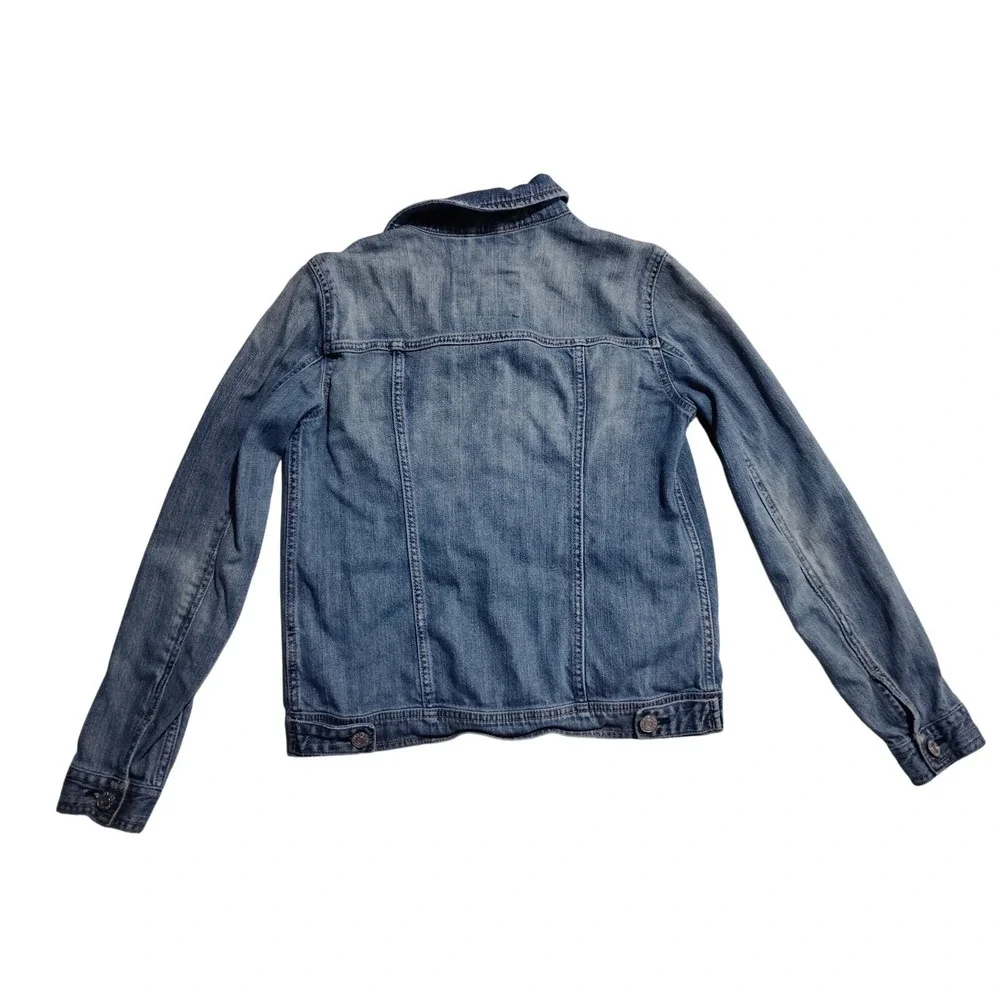 Garage Girlfriend Denim Jacket Womens Small Medium Wash Blue‎ Stretch Jean Coat